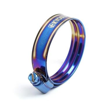 Imagem de Braçadeira de camada dupla americana ajustável aço inoxidável titânio azul braçadeira diâmetro ranger, tamanho 8 (azul, 37-57 mm)