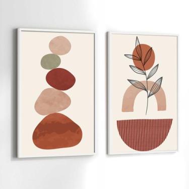 Imagem de Conjunto Quadros Decorativos com Moldura Pedras Terracota Marrom Kit 2