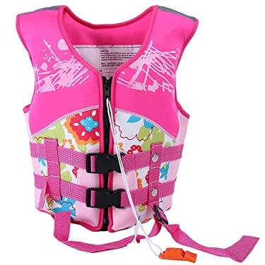 Imagem de Colete de natação infantil de neoprene durável para parques aquáticos, praias, mergulho com snorkel - azul/rosa tamanhos SL (G)