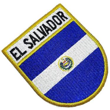 Imagem de Bandeira País El Salvador Patch Bordada Termo Adesivo - BR44