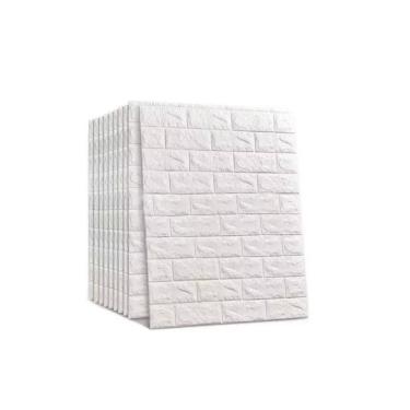 Imagem de Papel Parede Painel 3d Tijolinho Branco Placa Auto Adesivo Revestimento Espuma 77x70cm Grande Autocolante Decoracao