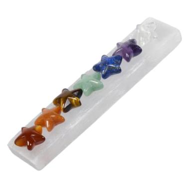 Imagem de Justinstones Varinha de cristal de selenita branca 7 formas de estrela de pedra de chacra para meditação de equilíbrio de chacras decoração de escritório em casa