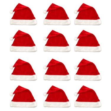 Imagem de Gorro Natal De Luxo Touca Papai E Mamãe Noel Chapéu Natalino - Gorros Malha De Veludo Liso Brilhante Vermelho Fantasia (12)