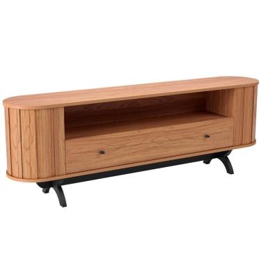 Imagem de Rack Para Sala De Estar 60 Pol Orgânico 180cm Penina D03 Freijó Preto Fosco - Lyam Decor