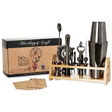Imagem de Mixology & Craft Kit de bartender – Conjunto de 13 peças, incluindo coquetel de aço inoxidável com suporte de bar e coqueteleira Boston, perfeito para misturar bebidas em casa, além de cartões de receitas exclusivos