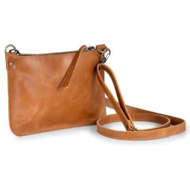 Imagem de Mini Bolsa Feminina Couro Legítimo natural slim Ello Griff(Marrom Claro)