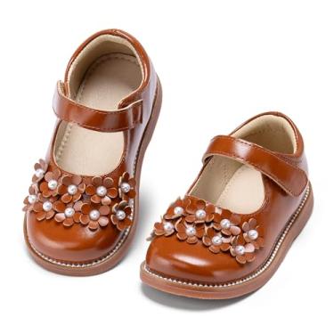 Imagem de Kolan Todder Sapato Oxford infantil Mary Jane sem cadarço uniforme escolar uniforme escolar, Ke09-marrom, 18