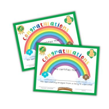 Imagem de Bridging Ceremony Certificado Daisy to Brownie pacote com 30 adesivos de 21,6 x 28 cm Rainbow Cookie Sales Troop Leader Reconhecimento Patch Formulário de pedido