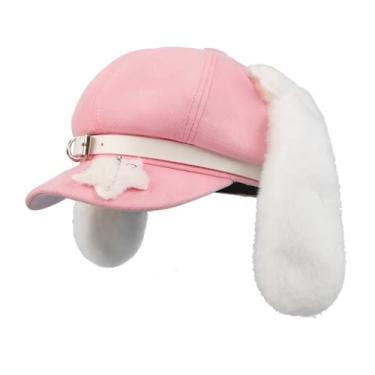 Imagem de MioCloth Boina feminina com orelhas de cachorro, boina, jornaleiro, taxista, fantasia kawaii, cosplay, cachorro, pintor, chapéu, rosa, tamanho �nico