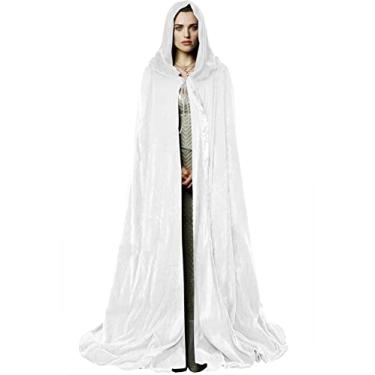 Imagem de Roupão adulto unissex com capuz e capa de feiticeiro para Halloween, Branco, Large