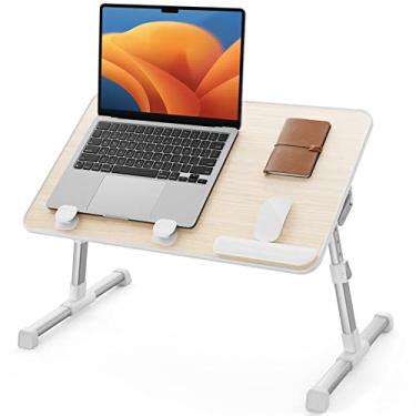Imagem de Bandeja para laptop SAIJI, suporte ajustável para laptop, mesa portátil com pernas dobráveis, caderno de leitura para mesa de café da manhã para sofá (grande)