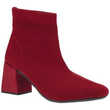 Imagem de Bota Feminina Knit Meia Salto Grosso Bico Quadrado Médio - LAZZLU, Ver