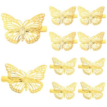 Imagem de SOFPLATE 1 caixa 12 peças de grampos de cabelo borboleta dourados grampos de cabelo borboleta de metal pequenos vintage retrô oco esquerda direita estilos bonitos grampos de cabelo da moda grampos de