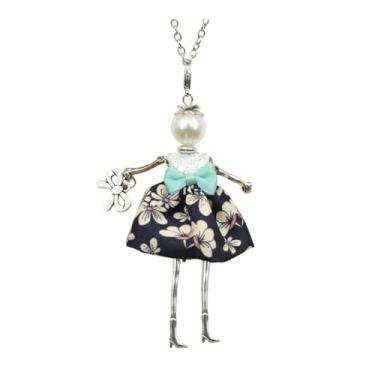 Imagem de OSCCI Colar de boneca de cristal Paris para mulheres, vestido bonito feito à mão com pingente de corrente longa, bijuteria de formatura, Metal, Sem Pedra Preciosa