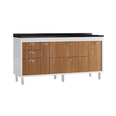 Imagem de Armário de Pia Cozinha 174cm Grande 2 Portas 100% Mdf Balcão (Branco/Freijó)