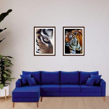 Imagem de Sofá Beny com Chaise Esquerda, 1,40x2,60m, 4 Lugares, Linho, Base em Madeira.