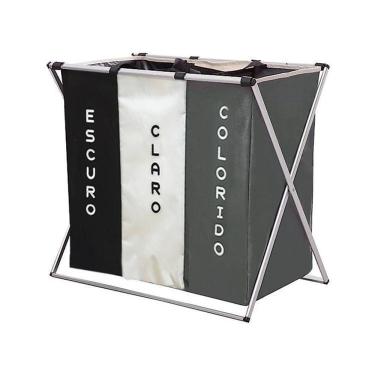 Imagem de Cesto Organizador De Roupa Suja Com 3 Divisórias Portátil
