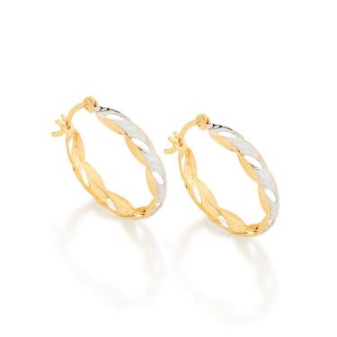 Imagem de Brinco Rommanel Folheado Ouro 18k Argola Rhodium 2,6cm