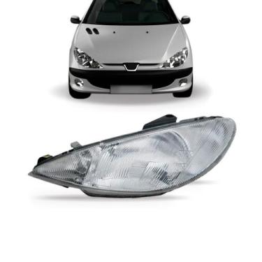 Imagem de Farol Peugeot 206 1998 1999 2000 Lente Raiada - SP ACESSÓRIOS, Esquerd