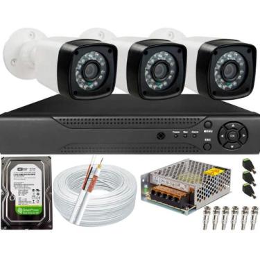 Imagem de Kit Cftv 3 Câmeras Segurança 2mp 20m Dvr Full Hd 4 canais - TWG