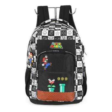 Imagem de Mochila De Costas Juvenil Com Chaveiro Super Mario