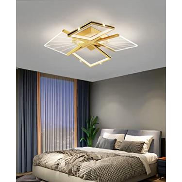 Imagem de Luminária de teto LED, Luminária de teto quadrada para quarto, Luminária de teto moderna para quarto, regulável com controle remoto, Luminária de sala simples e moderna, Nova luminária de tr