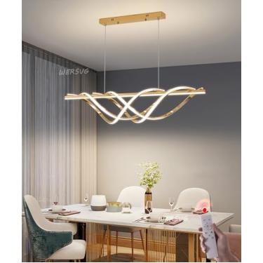 Imagem de Luminária pendente LED regulável para mesa de jantar, luminárias modernas para jantar, luminária pendente LED de 78 W com altura ajustável para mesa de jantar, sala de jantar, cozinha com co