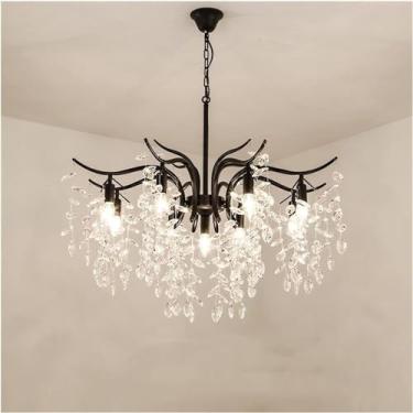 Imagem de Lustre LED Moderno Lustre Lâmpada, Lustres de Cristal LED Ouro Preto Lustre Iluminação de Luxo Cozinha Jantar Sala de Estar Quarto Lâmpada Lustre Pendente Decoração para Casa Lâmpada, Preto-