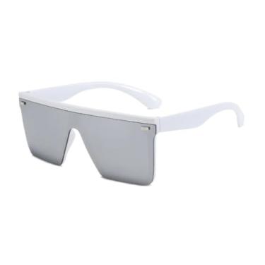 Imagem de Óculos de sol femininos vintage, grandes, sem aro, preto, esportivo (C8)