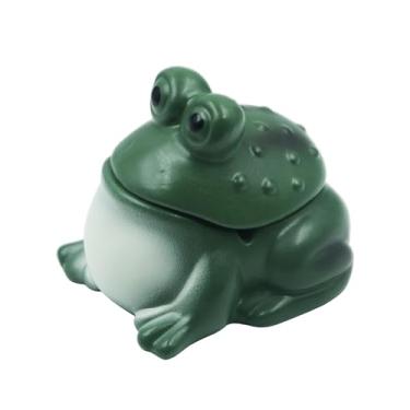 Imagem de Cinzeiro de sapo com tampas, bandeja de cerâmica para cigarros de 9,5 cm para fumantes, decoração de escritório doméstico