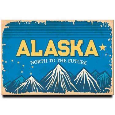 Imagem de Pôster do Estado do Alasca Ímã de geladeira The Last Frontier Lembrança de viagem Juneau Anchorage