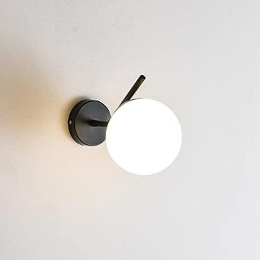 Imagem de Luminária de parede de vidro branco com braço dobrável, luminária de parede de metal, luminária de parede globo, arandelas com fiação, lâmpadas de cabeceira E27 para sala de estar e sala de