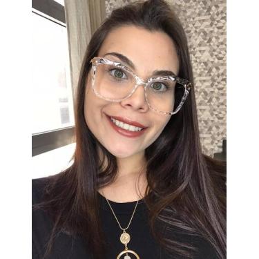 Imagem de Armação De Óculos Para Grau Feminina Quadrada Diamond Transparente - P