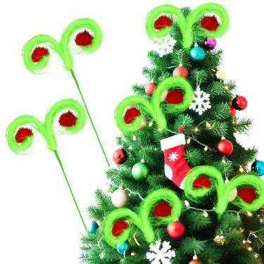 Imagem de 5 palhetas de árvore de Natal vermelha, branca e verde, enfeite de árvore de bengala doce, enfeites de spray para decoração de Natal, casa, guirlanda, festa de férias (palhetas verdes com bola)