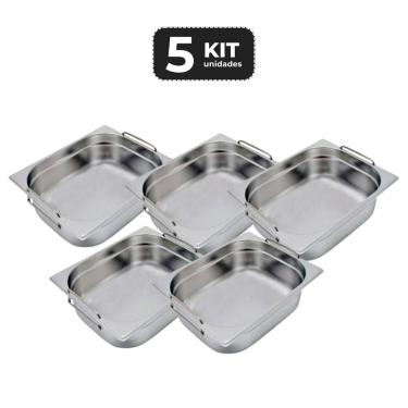 Imagem de Kit 5 Cuba Com Alca Inox 1/2 Gn 150 Para Buffet