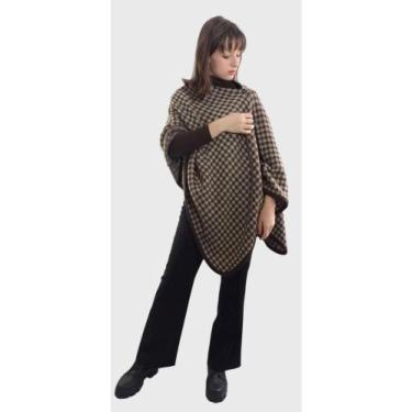 Imagem de Poncho Pied Poule Marrom - Tomasini Tricot