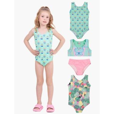 Imagem de Kit 3 Conjuntos Infantil Praia e Piscina Menina - Vida Costeira Oficia
