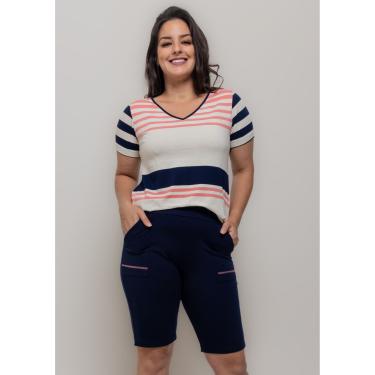 Imagem de Bermuda Pau a Pique Básica Azul Marinho e Rosa