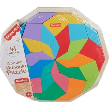 Imagem de Fisher-Price Brinquedo para Bebês Quebra-cabeça de Madeira Mandala Geométrica para crianças a partir de 3 anos