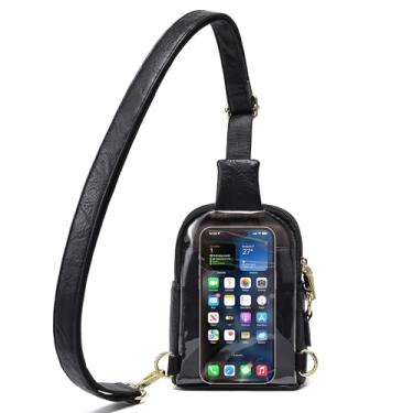 Imagem de INICAT Bolsa tiracolo feminina com tela sensível ao toque pequena bolsa tiracolo para celular pochete, Preto antirroubo, Large, Casual