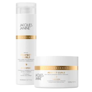 Imagem de Kit Jacques Janine Power Perfect Curls Shampoo 240ml Máscara Nutriçao Hidratação 240g