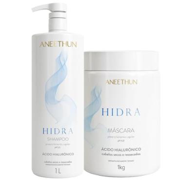 Imagem de Aneethun Hidra Shampoo e Máscara, Ácido Hialurônico, para Cabelos Secos e Ressecados, 1L e 1kg
