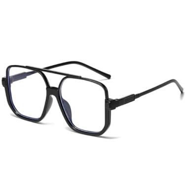 Imagem de JRLLFD Óculos de sol vintage Double Bridges Big Frame, feminino, masculino, esportivo, para dirigir, UV400 (preto transparente)