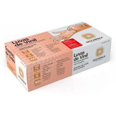 Imagem de Luva de Vinil Descartável Descarpack Sem Pó Tamanho G 100 Unidades DESCARPACK