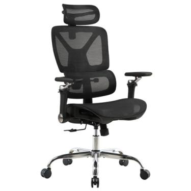 Imagem de Mesh Escritório Cadeira Ergonômica Giratória 360° Lombar Ajustável Redes 135° Reclinável Braços 6D Gamer Poltrona Suporta 200kg Home Office