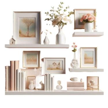 Imagem de KIT 4 Prateleiras Kit Instalação 45 40 30 20 Nichos Branco Suporte Decoração(KIT 4 Prateleiras 45/40/30/20,Preto)