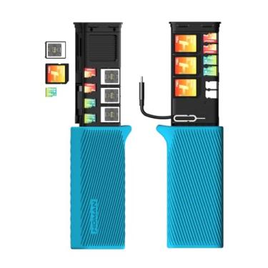 Imagem de HOMAN CFexpress A leitor de cartão 10 GBps USB 3.2, estojo de cartão e suporte de cartão para fotógrafo, leitor de cartão SD 4 em 1 (CFexpress-A, azul)