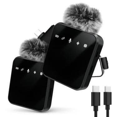 Imagem de Microfone de Lapela Duplo Sem Fio USB-C – Áudio Profissional Estéreo, Redução de Ruídos– Ideal para Entrevistas, Vídeos, Aulas Online e Podcasts TikTok
