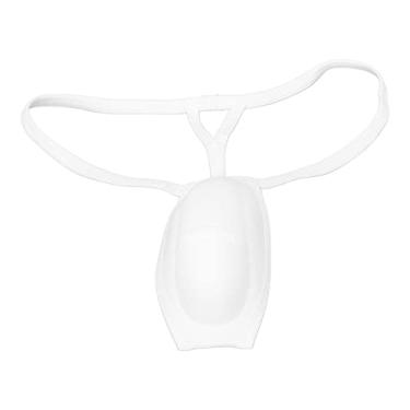 Imagem de Bolsa masculina com bojo macio e confortável de poliéster e algodão, suporte com alça para academia, natação, branco (G)