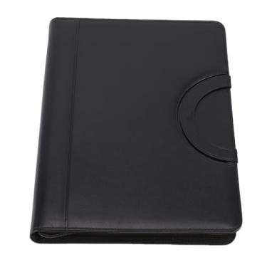 Imagem de Asixxsix Pasta de Portfólio de Couro PU, Organizador de Padfólio Profissional Com 10 Bolsos de Arquivo, Pasta de 4 Anéis, Caderno de 30 Folhas, para Armazenamento de Documentos de Viagem